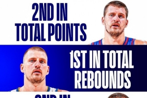 全能战士！约基奇过去5年总得分&助攻第2 总篮板&抢断第1