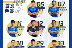 中甲联赛第26轮，重庆铜梁龙vs佛山南狮首发名单