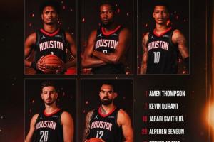 继续五大！火箭揭幕战首发：阿门、杜兰特、小史、申京、亚当斯